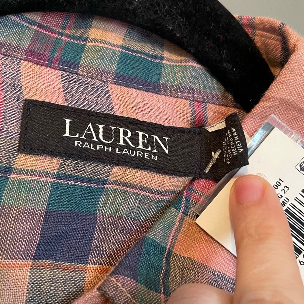 NWT Lauren Ralph Lauren Med Pink Plaid Long Sleeve Button-down Shirt Ret $145! - Picture 5 of 9